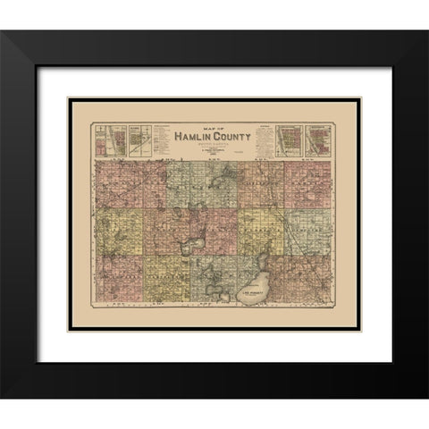 Hamlin County South Dakota - Peterson 1897 Black Modern Wood Framed Art Print with Double Matting by Peterson