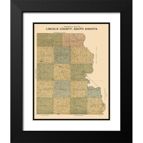 Lincoln County South Dakota - Scott 1899 Black Modern Wood Framed Art Print with Double Matting by Scott