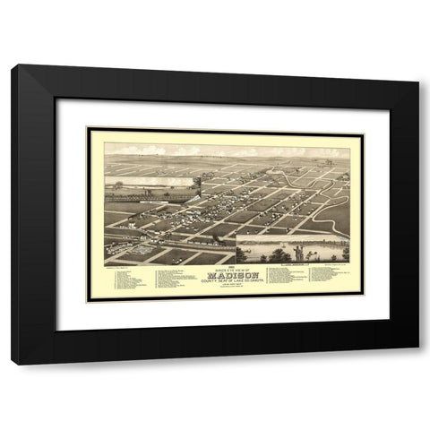 Madison South Dakota - Stoner 1883 Black Modern Wood Framed Art Print with Double Matting by Stoner