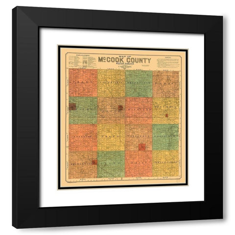 McCook County South Dakota - Peterson 1900 Black Modern Wood Framed Art Print with Double Matting by Peterson