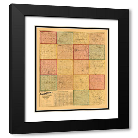 Turner County South Dakota - Rowley 1893 Black Modern Wood Framed Art Print with Double Matting by Rowley