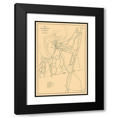 Chattanooga Tennessee - Birchmore 1895 Black Modern Wood Framed Art Print with Double Matting by Birchmore
