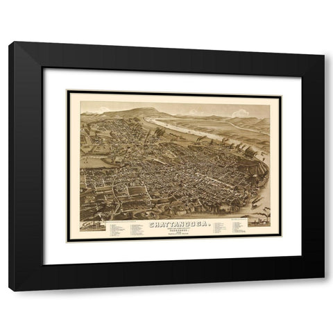 Chattanooga Tennessee - Wellge 1886 Black Modern Wood Framed Art Print with Double Matting by Wellge