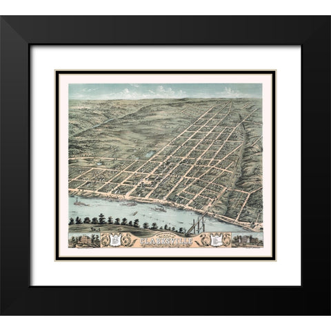 Clarksville Tennessee - Stoner 1870 Black Modern Wood Framed Art Print with Double Matting by Stoner