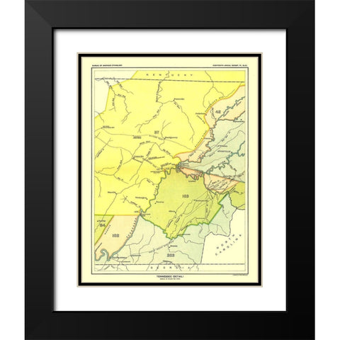 Tennessee - Detail - Hoen 1896 Black Modern Wood Framed Art Print with Double Matting by Hoen
