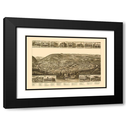 Harriman Tennessee - Burleigh 1892 Black Modern Wood Framed Art Print with Double Matting by Burleigh