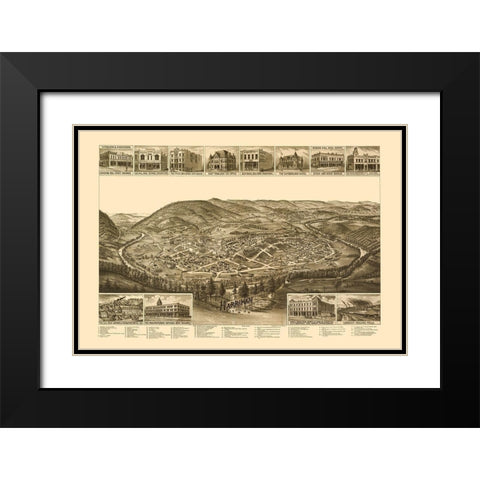 Harriman Tennessee - Burleigh 1892 Black Modern Wood Framed Art Print with Double Matting by Burleigh