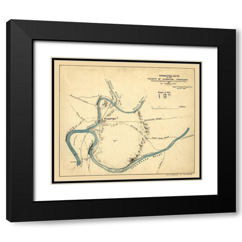 Kingston Tennessee - Michler 1863 Black Modern Wood Framed Art Print with Double Matting by Michler