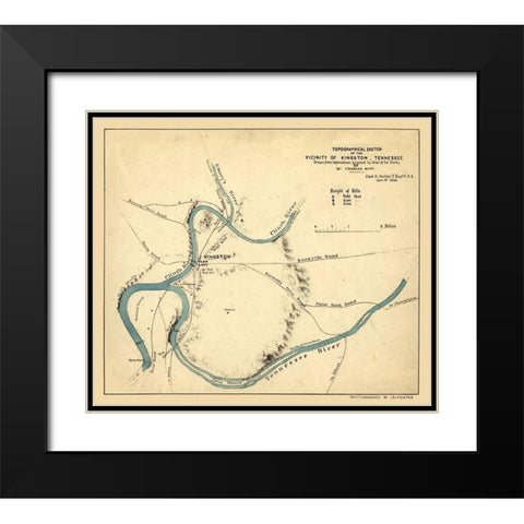 Kingston Tennessee - Michler 1863 Black Modern Wood Framed Art Print with Double Matting by Michler