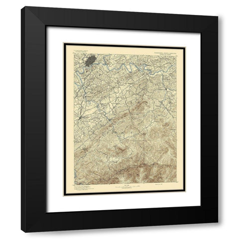 Knoxville Tennessee North Carolina Sheet Black Modern Wood Framed Art Print with Double Matting by USGS
