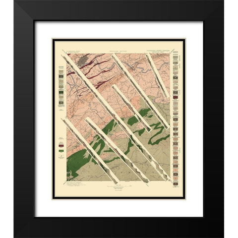 Knoxville Tennessee North Carolina Sheet Black Modern Wood Framed Art Print with Double Matting by USGS