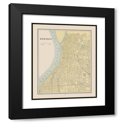Memphis Tennessee - Cram 1892 Black Modern Wood Framed Art Print with Double Matting by Cram