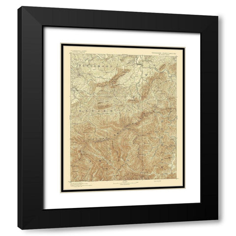 Mt Guyot Tennessee North Carolina Sheet Black Modern Wood Framed Art Print with Double Matting by USGS