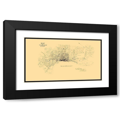 Nashville Tennessee Landowner - Poe 1864 Black Modern Wood Framed Art Print with Double Matting by Poe