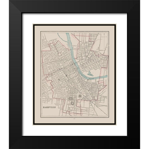 Nashville Tennessee - Cram 1892 Black Modern Wood Framed Art Print with Double Matting by Cram