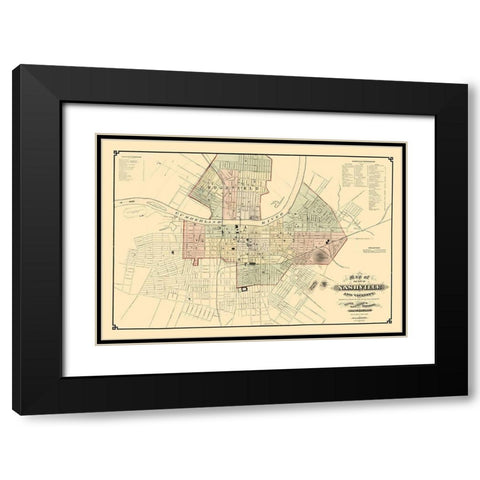 Nashville Tennessee - Foster 1877 Black Modern Wood Framed Art Print with Double Matting by Foster