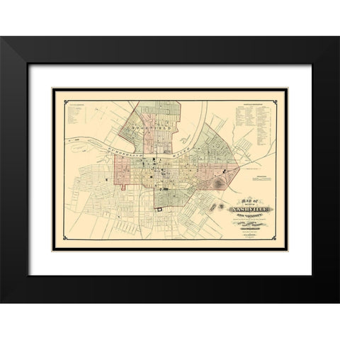 Nashville Tennessee - Foster 1877 Black Modern Wood Framed Art Print with Double Matting by Foster