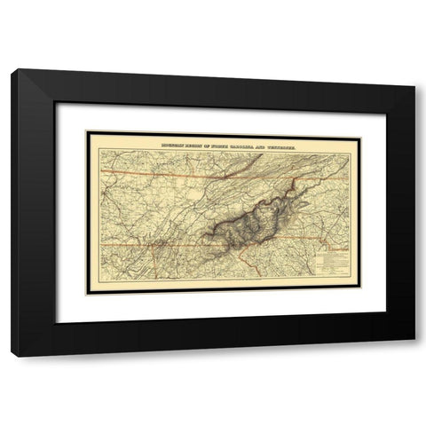 Great Smoky Mountain, Region Tennessee - 1864 Black Modern Wood Framed Art Print with Double Matting by Unknown