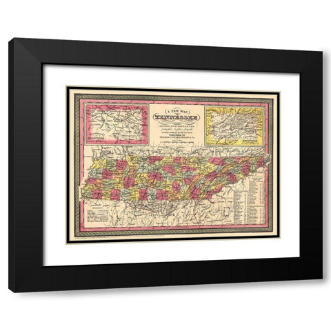 Tennessee - Thomas 1850 Black Modern Wood Framed Art Print with Double Matting by Thomas