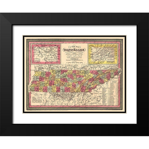 Tennessee - Thomas 1850 Black Modern Wood Framed Art Print with Double Matting by Thomas