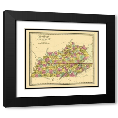 Kentucky, Tennessee - Brattleboro 1840 Black Modern Wood Framed Art Print with Double Matting by Brattleboro