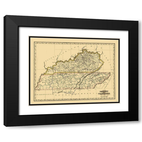 Kentucky, Tennessee - Morse 1823 Black Modern Wood Framed Art Print with Double Matting by Morse
