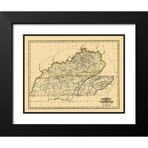 Kentucky, Tennessee - Morse 1823 Black Modern Wood Framed Art Print with Double Matting by Morse