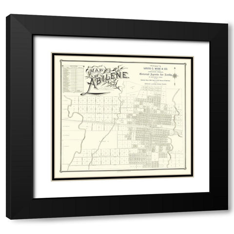Abilene Texas - Clarke 1890 Black Modern Wood Framed Art Print with Double Matting by Clarke