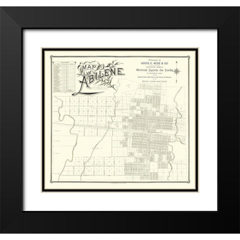 Abilene Texas - Clarke 1890 Black Modern Wood Framed Art Print with Double Matting by Clarke