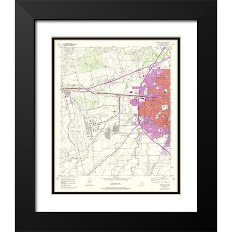 West Abilene Texas Quad - USGS 1957 Black Modern Wood Framed Art Print with Double Matting by USGS