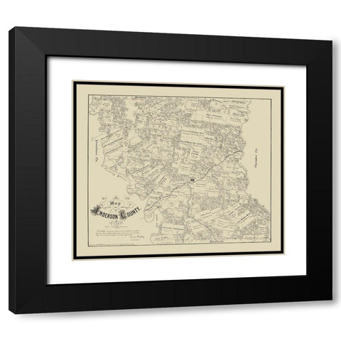 Anderson County Texas - Walsh 1879 Black Modern Wood Framed Art Print with Double Matting by Walsh