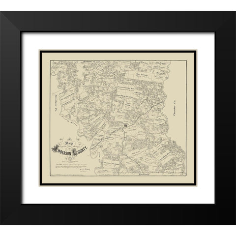 Anderson County Texas - Walsh 1879 Black Modern Wood Framed Art Print with Double Matting by Walsh