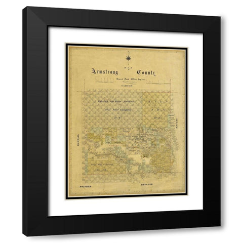 Armstrong County Texas - 1881 Black Modern Wood Framed Art Print with Double Matting by Unknown