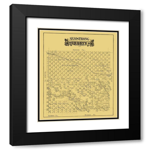 Armstrong County Texas - 1888 Black Modern Wood Framed Art Print with Double Matting by Unknown