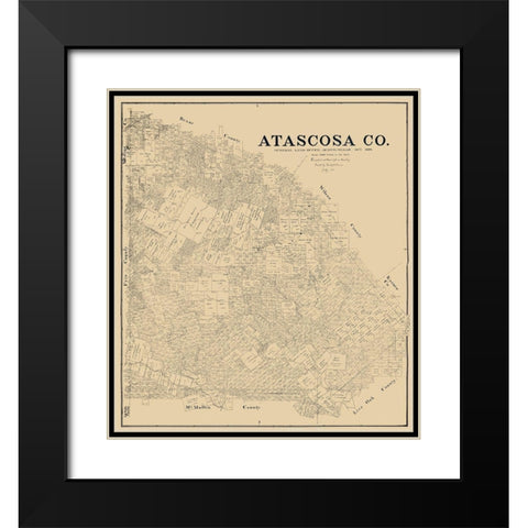 Atascosa County Texas - Rosenberg 1894 Black Modern Wood Framed Art Print with Double Matting by Rosenberg