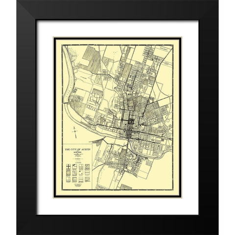 Austin, Suburbs Texas - Penick 1925 Black Modern Wood Framed Art Print with Double Matting by Penick