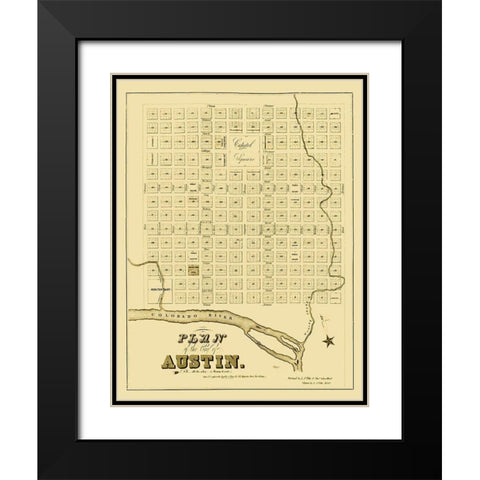 Austin Texas - Pilie 1839 Black Modern Wood Framed Art Print with Double Matting by Pilie