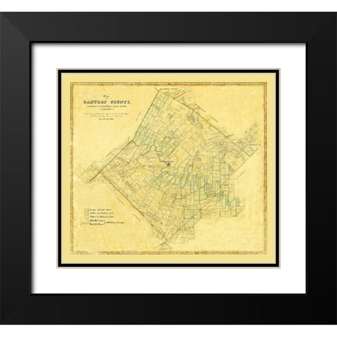 Bastrop County Texas - 1861 Black Modern Wood Framed Art Print with Double Matting by Unknown
