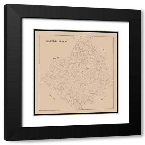 Bastrop County Texas - 1879 Black Modern Wood Framed Art Print with Double Matting by Unknown