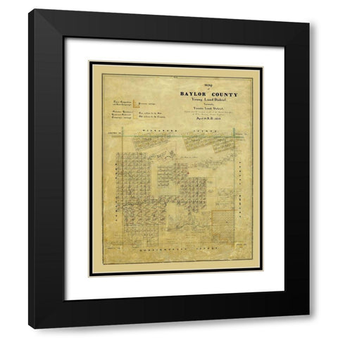 Baylor County Texas - Rosenberg 1859 Black Modern Wood Framed Art Print with Double Matting by Rosenberg