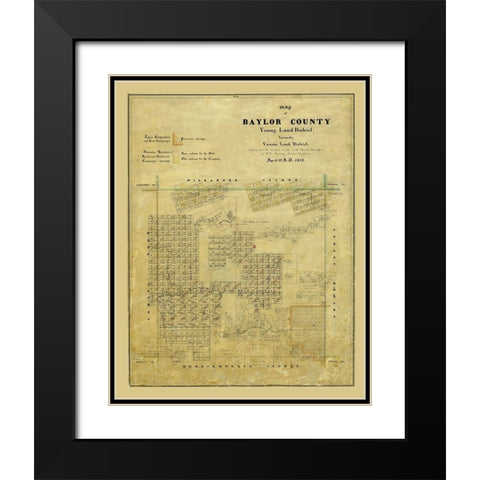 Baylor County Texas - Rosenberg 1859 Black Modern Wood Framed Art Print with Double Matting by Rosenberg