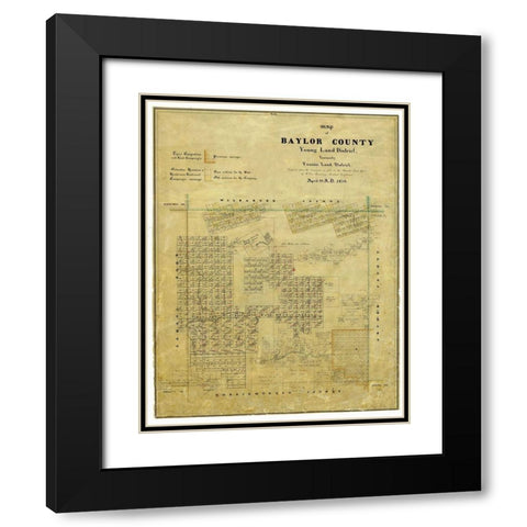 Baylor County Texas - Walsh 1859 Black Modern Wood Framed Art Print with Double Matting by Rosenberg