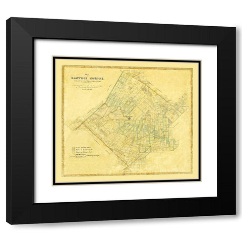 Bastrop County Texas - Rosenberg 1861 Black Modern Wood Framed Art Print with Double Matting by Rosenberg