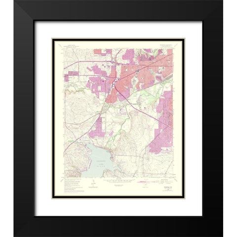 Benbrook Texas Quad - USGS 1969 Black Modern Wood Framed Art Print with Double Matting by USGS