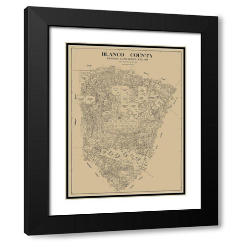 Blanco County Texas - Bramlette 1916 Black Modern Wood Framed Art Print with Double Matting by Bramlette