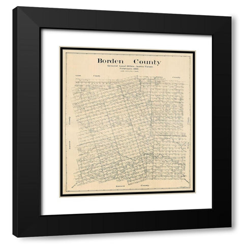 Borden County Texas - Hedick 1922 Black Modern Wood Framed Art Print with Double Matting by Hedick