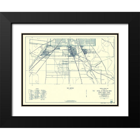 Bexar Texas Highway - Highway Dept 1936 Black Modern Wood Framed Art Print with Double Matting by Highway Dept