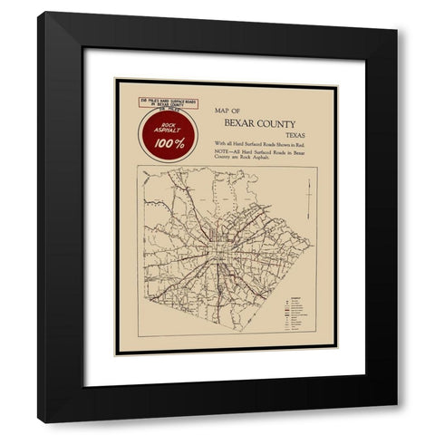 Bexar Texas Road - 1923 Black Modern Wood Framed Art Print with Double Matting by Unknown