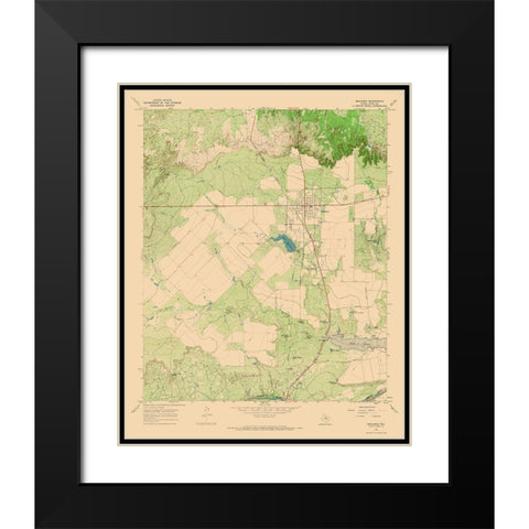 Benjamin Texas Quad - USGS 1967 Black Modern Wood Framed Art Print with Double Matting by USGS