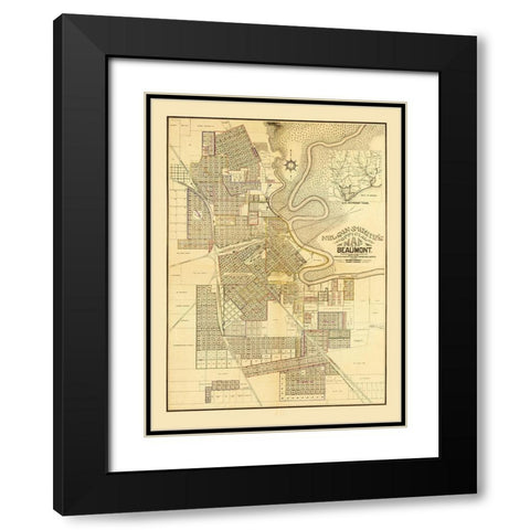 Beaumont Texas - White 1902 Black Modern Wood Framed Art Print with Double Matting by White